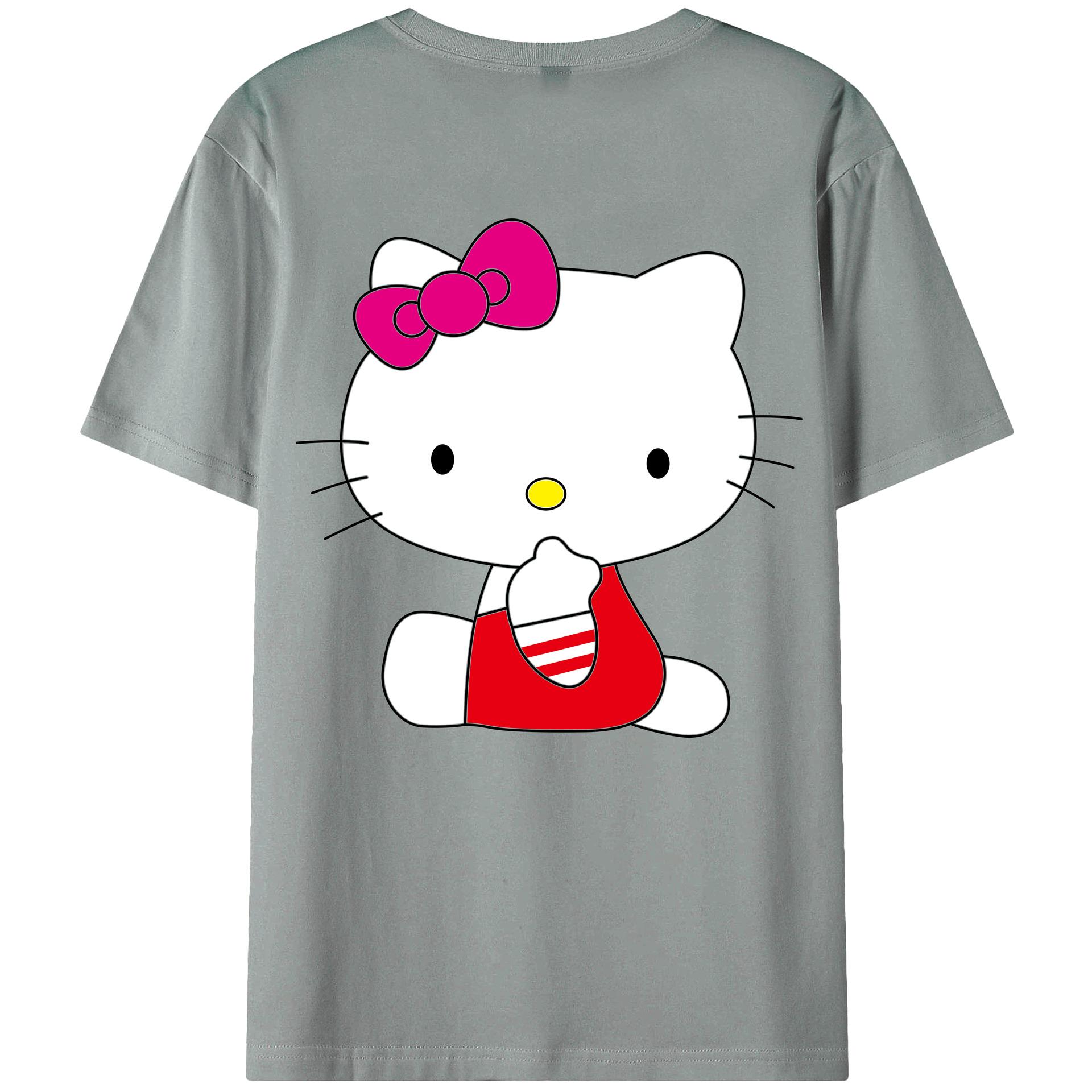（画像用） Hello Kitty ハローキティ 綿100％ メンズ半袖Tシャツ（バックプリント） 通気性